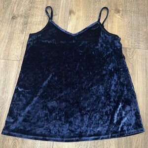 Maurices Women's Crushed Velvet Cami Lace Babydoll Tank Top 90s Y2K Fairy Goth M